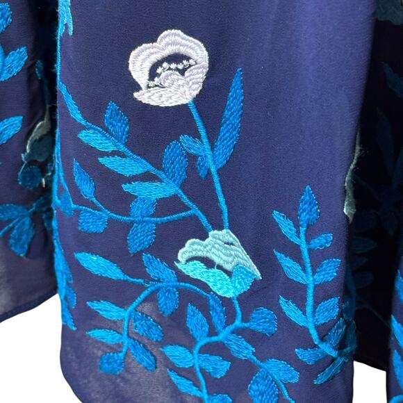 Loft Outlet Dress 16 Blue Floral Embroidered Multicolored Sleeveless Office Wear - Picture 5 of 7